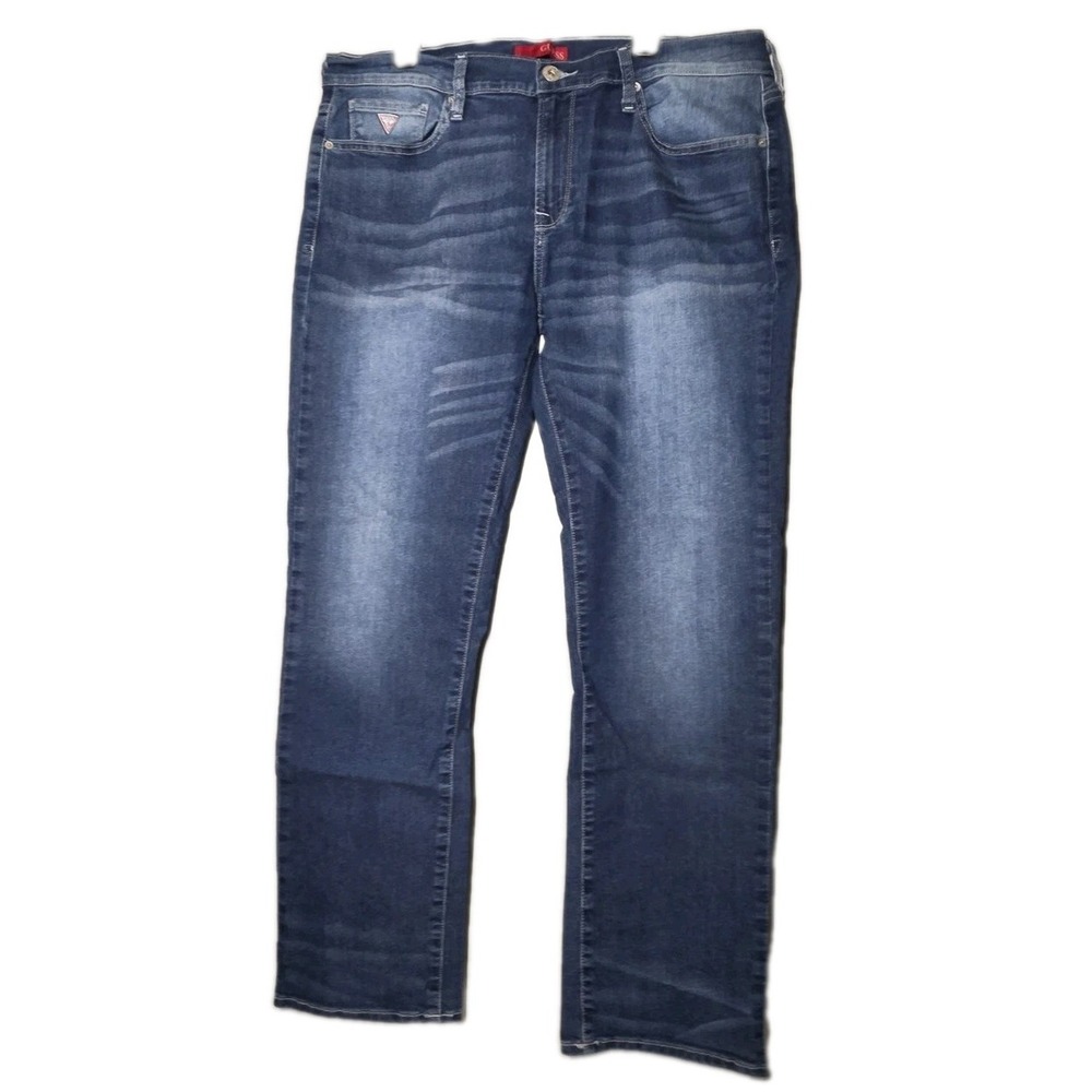 Guess Jeans Size 38x32 Straight Mid Rise Blue Light Wash Lincoln Slim Classic